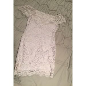 Crochet Off the Shoulder White Dress
